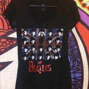 The Beatles Medium V Neck Cap Sleeve Tee